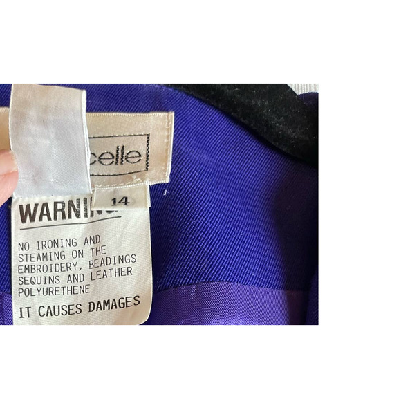 Chancelle 2 Piece Blue Skirt Suit with Beaded Embellishment Size 14 - Picture 11 of 15